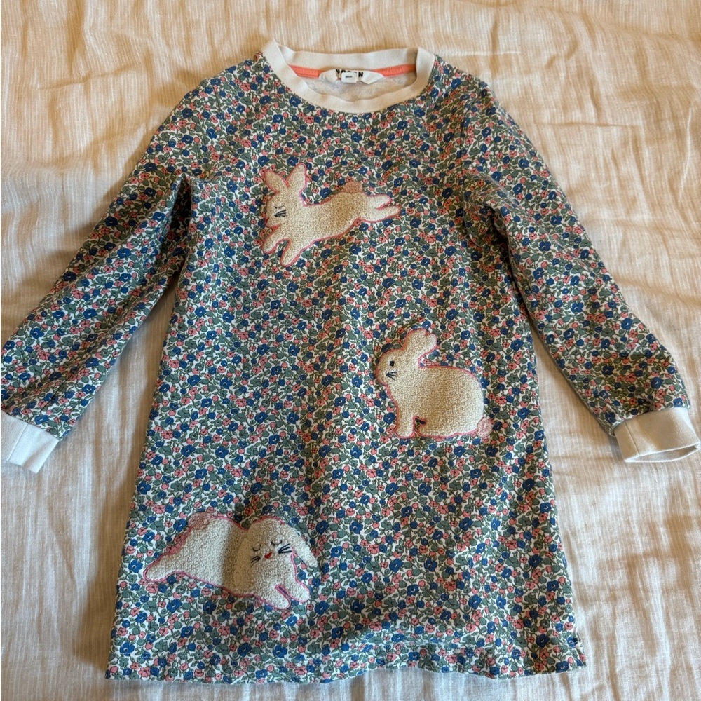 Mini Boden Casual Blue and White Dress with Soft Fabric